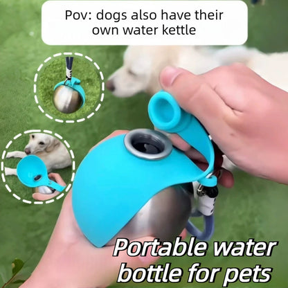 Stainless Steel 2 in 1 Dog & Cat Water Bottle